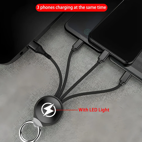 Кабель-брелок 3 в 1 USB для швидкого заряджання 5 A Type-C Lightning Micro USB | Зображення 2