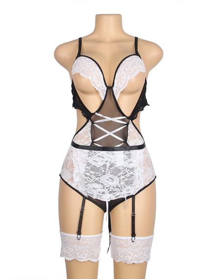 Костюм горничной кружевной Star Night с поясом для чулок и гартерами для ног (без коробки) sexstyle | Зображення 8