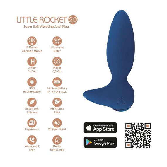 Анальная смарт-вибропробка Adrien Lastic Little Rocket 2.0, 10 режимов, двойной силикон Sex Aura | Зображення 4