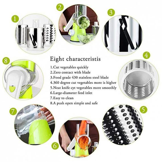 Ручная терка для овощей зеленая / Фигурная овощерезка / Терка овощерезка NL-554 с контейнером | Зображення 4