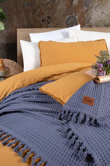 Постільна білизна Sikel Stonewashed Soho Firfirli 200 х 220 см Hardal | Зображення 1