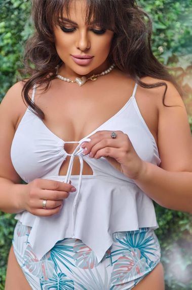 Жіночий білий роздільний купальник PLUS SIZE | Зображення 1