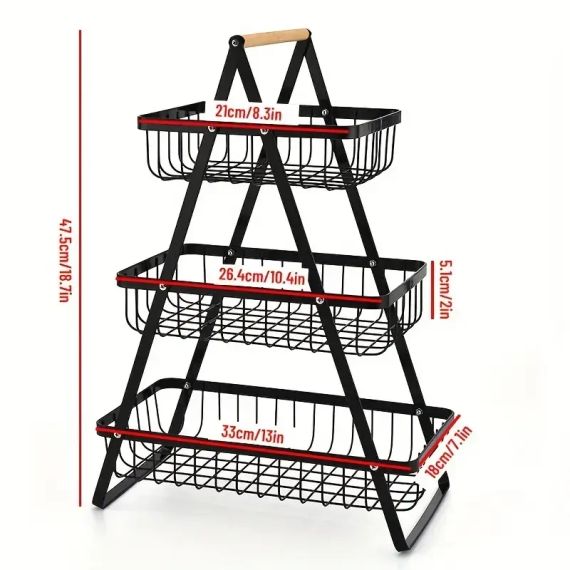 Корзина для фруктов 3 яруса,/ Фруктовница металлическая | Зображення 3