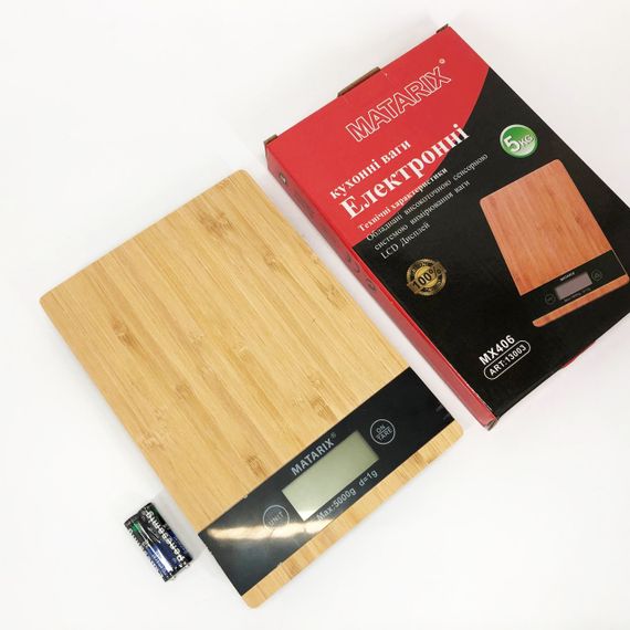 Весы кухонные MATARIX MX-406 5кг Wood, Кухонные весы для приготовления блюд, Весы для домашней кухни | Зображення 9