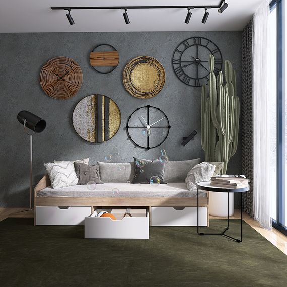 Ліжко односпальне з ящиками Еверест Комфорт 3 193х84х59  см Дуб сонома/Німфея Альба (EVR-5737) | Зображення 3