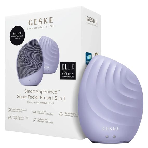 Електронна ультразвукова щітка для обличчя GESKE Sonic Facial Brush 5в1 gray, Фіолетовий