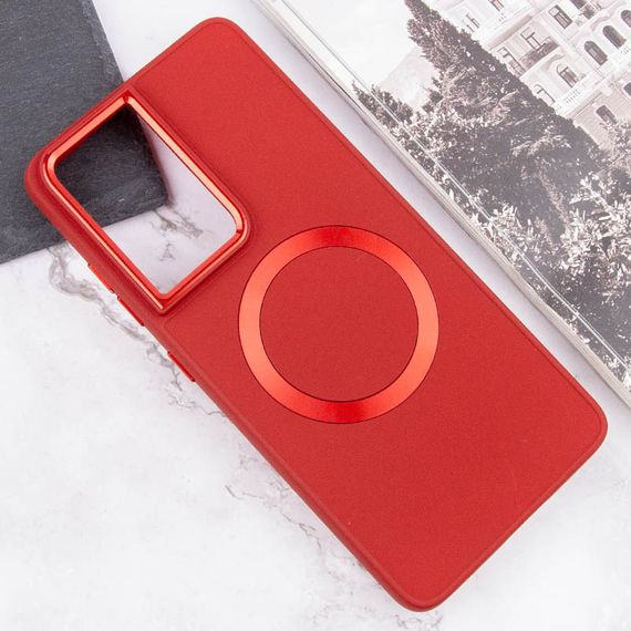 TPU чохол Bonbon Metal Style with MagSafe для Samsung Galaxy S22 Ultra Червоний / Red | Зображення 3