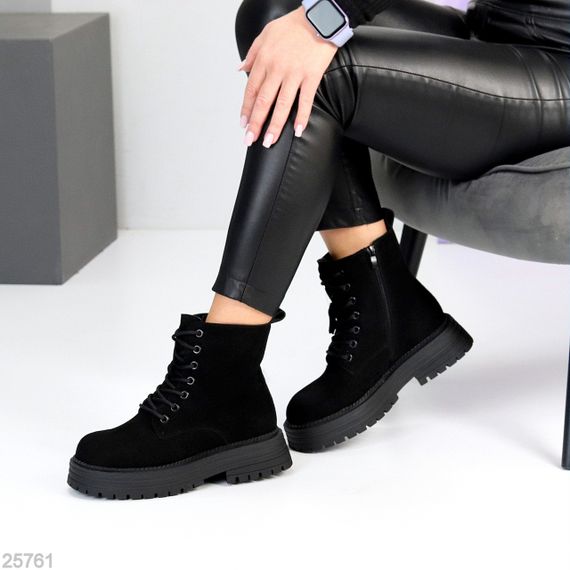 Повсякденні чорні зимові черевики берці натуральна замша доступна ціна | Зображення 8