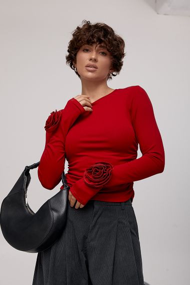 Еластичний лонг з трояндами - темно-червоний цвет, ONE SIZE (є розміри) | Зображення 4