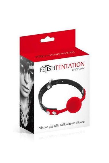 Класичний кляп з силіконовою кулькою Fetish Tentation Silicone Gag Ball, Червоний | Зображення 1