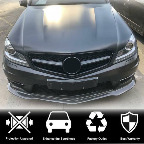 Накладка на передній бампер Lip V3 (для AMG 2012-2014, Карбон) для Mercedes C-class W204 рр | Зображення 1