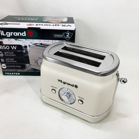 Тостер для жарки хлеба ViLgrand VT0823R 850 Вт, Домашний тостер с решеткой для подогрева JE-72 | Зображення 2