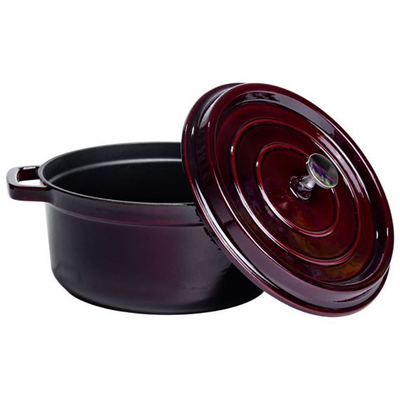 Кокотниця чавунна емальована 4,5 л, бургунді Yiwu HP-FLG-11 burgundy | Зображення 2
