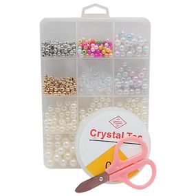 Набор для творчества "Бисер" 1183-3 бусины, резинка, ножницы, пластиковая коробка