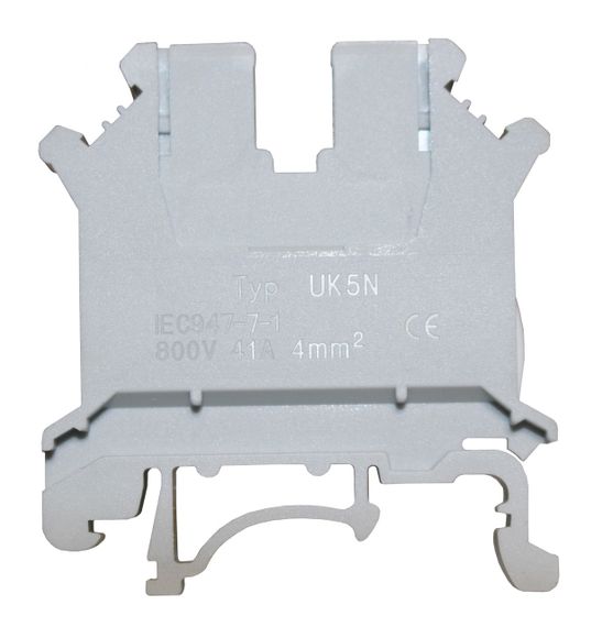 Клема КНГ-UK5 41А 0.2-4мм2 гвинтова сіра набірна на DIN-рейку без маркера без кришки Ny95505463 | Зображення 1