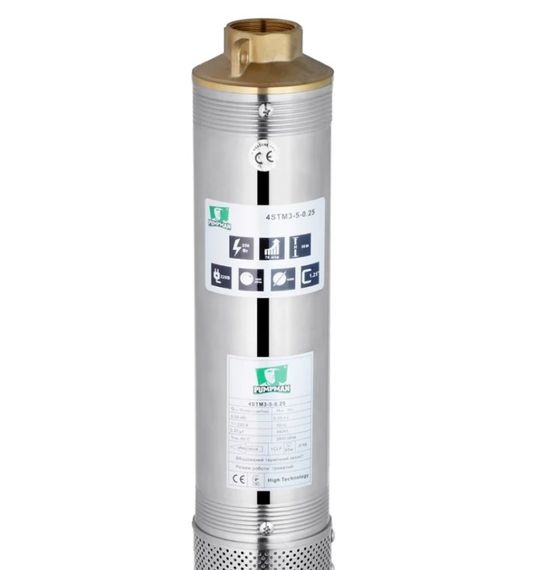 Насос глибинний відцентрований багатоступінчатий Pumpman 4STM3-5-0,25 кВт Hmax 36 м Qmax 4,8 куб.м 250 Вт (CV032267) | Зображення 4