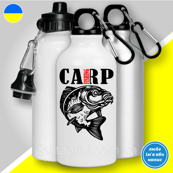 Кружка металева з принтом "Carp Fishing" кружка з карабіном | Зображення 2