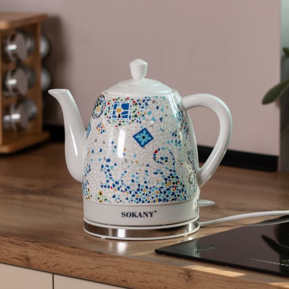 Електричний чайник безшумний Sokany SK-09008 1,5 л Білий (47843-SK-09008_771) | Зображення 2