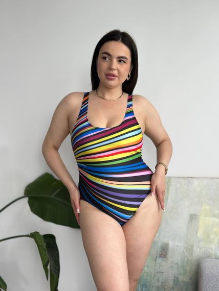 Яскравий суцільний купальник PLUS SIZE