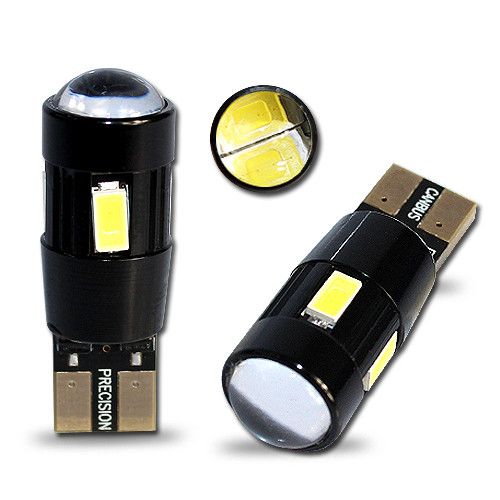 Светодиодная автолампа T10(W5W) 6 5630smd White canbus with ring (160 Lm)  с линзой +"обманкой"