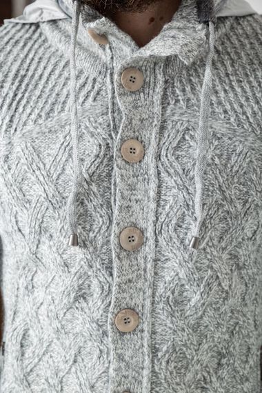 Кофта чоловіча на блискавці з капюшоном, колір сірий, 214R10635 | Зображення 4