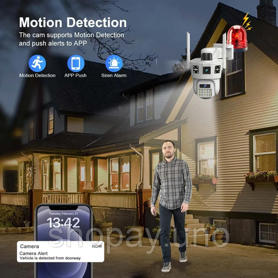 Wi Fi камера відеоспостереження 3 лінзи SD 39 APP V380pro | Зображення 2