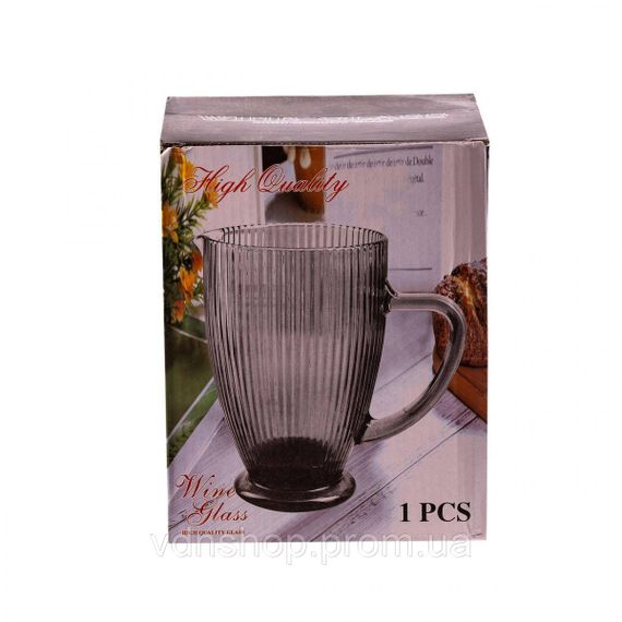 Глечик для напоїв ребристий 1,2 л з товстого скла блакитний HP7118BL | Зображення 2