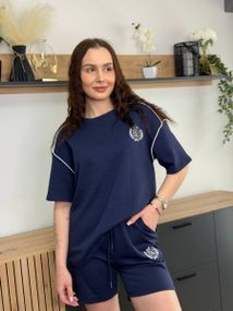 Костюм жіночий літній з котону Fashion 188 20566 S темно-синій
