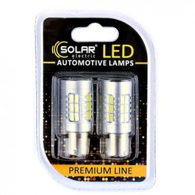 SL1395 SOLAR Автолампа LED 12-24V S25 BA15s 27SMD 2835 CANBUS Non-Polar white блістер 2шт.