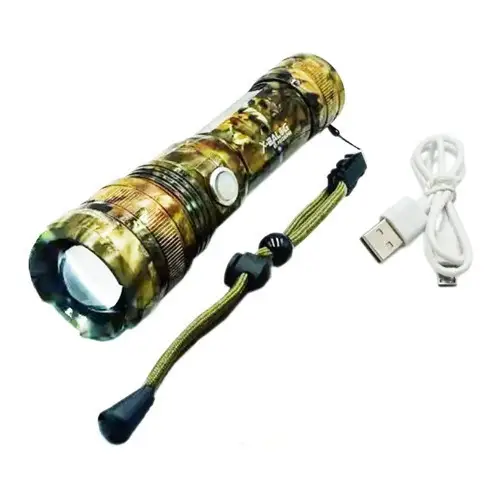 Ручной аккумуляторный фонарик с боковым диодом Power style MX-915M-COB камуфляжный расцветка