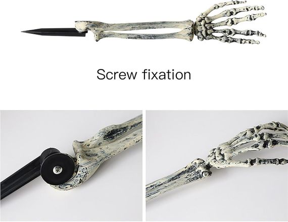 Руки скелета 2 шт на кілках в землю 47 см, моторошний декор двору газону приміщень для Хелловіну, руки зомбі | Зображення 3