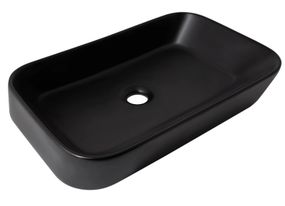 Раковина накладна Qtap Scorpio 550х390х120 мм, Matt Black, прямокутна, без донного клапана QT14112243MBN