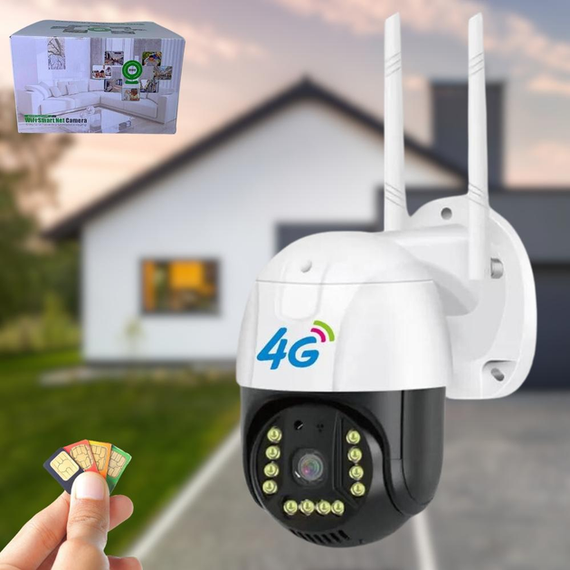 Камера зовнішнього відеоспостереження 4G Sim V380 PRO Вулична відеокамера IP 66 з нічною зйомкою | Зображення 1