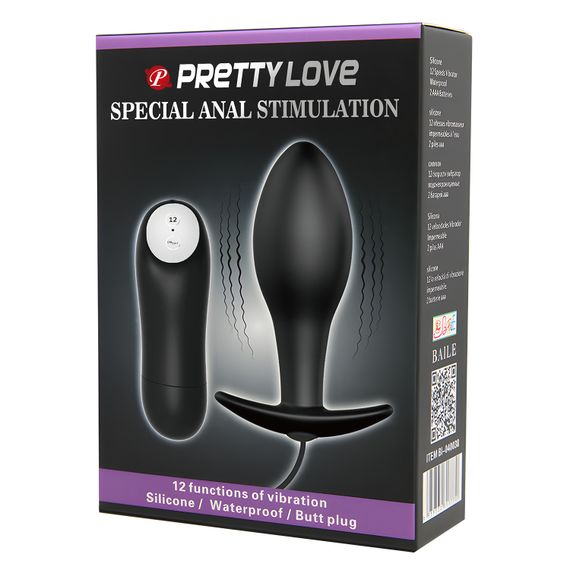 Анальна пробка - Pretty Love Special Anal Stimulation Vibrating Butt Plug Black | Зображення 8