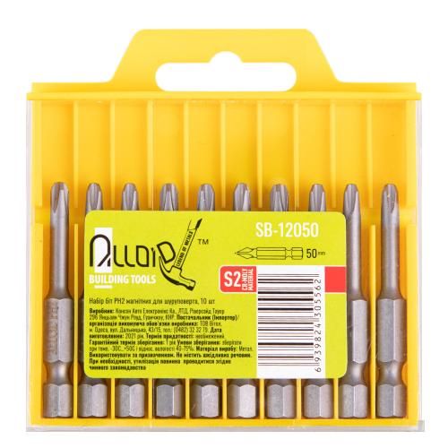 Alloid. Набір біт магнітних для шуруповерта PH2  50мм, S2 (10шт) | Зображення 1