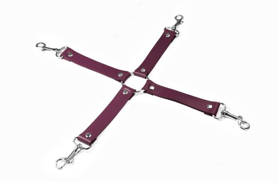 Хрестовина Feral Feelings – 4 Way Connector, натуральна шкіра, burgundy sexstyle