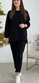 Женский спортивный прогулочный костюм свитшот и штаны SG953 цвет черный, размер 50/52