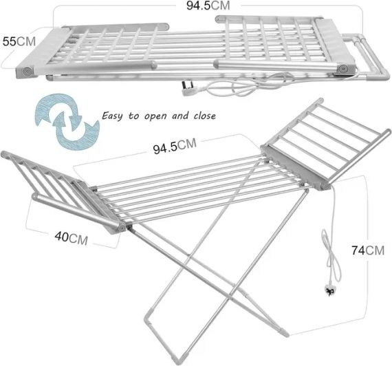 Електрична сушарка для білизни Rainberg EA-0149 центральний стіл від мережі міцні накладки | Зображення 6