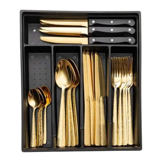 Набір столових приборів у футлярі на 6 осіб столовий набір 30 предметів у футлярі Золото HP-20-28 | Зображення 1