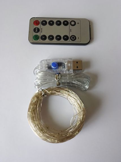 Гірлянда від USB "світлодіодні краплі" 20м, 200LED, теплий білий, 8 режимів + пульт | Зображення 4