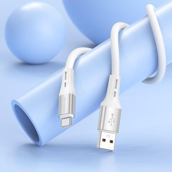 Кабель BOROFONE BX88 Solid silicone charging data cable for Type-C White | Зображення 3