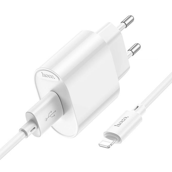 МЗП Hoco C109A Fighter 10.5W (1USB-A) + кабель USB to Lightning White | Зображення 1