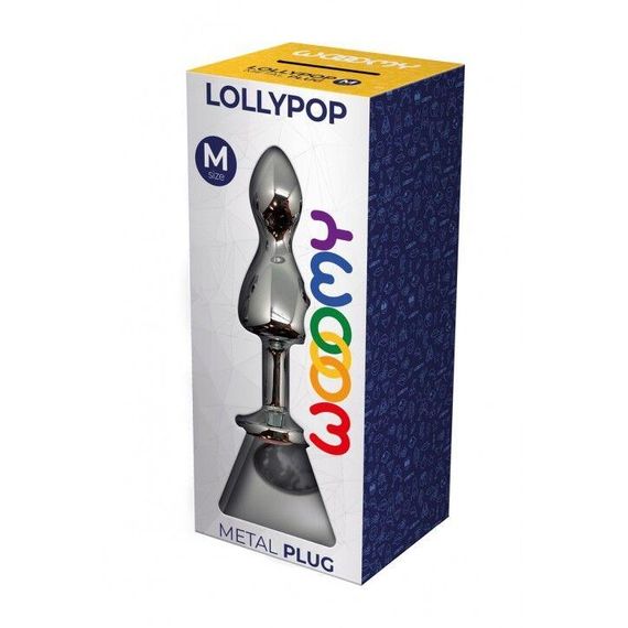 Металлическая анальна пробка Wooomy Lollypop Double Ball Metal Plug M, диаметр 3,1 см, длина 9,4 см sexstyle | Зображення 2