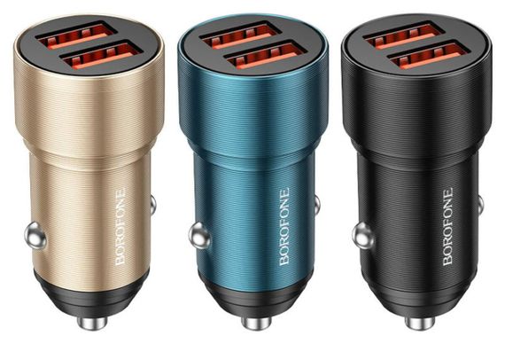 Автомобільний зарядний пристрій BOROFONE BZ19 Wisdom dual port car charger set(Micro) Black | Зображення 1