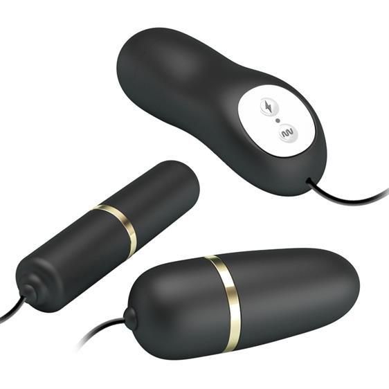 Віброяйце з вібропулею - Pretty Love Electric Stimulation Double Vibro-Bullets Black Sex Aura | Зображення 3