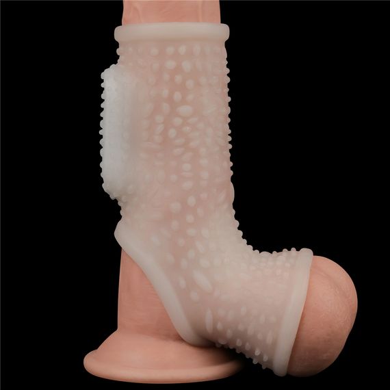 Насадка на член - Vibrating Drip Knights Ring With Scrotum Sleeve White | Зображення 7