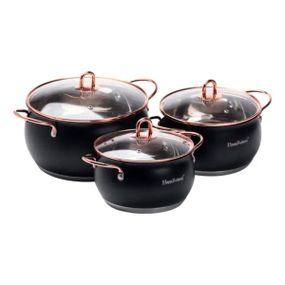 Набор кастрюль из нержавеющей стали 2,6 л - 3,6 л - 6,1 л с стеклянными крышками HP33525B