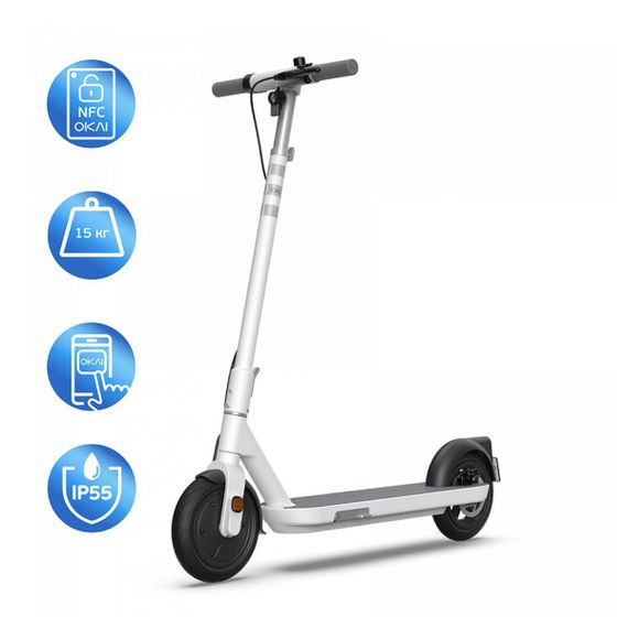 Електросамокат OKAI ES10-NEON Lite White 9", 300(600)W, 7.8Ah, 30km, 25km\h, 20%, NFC, App, 15kg | Зображення 1