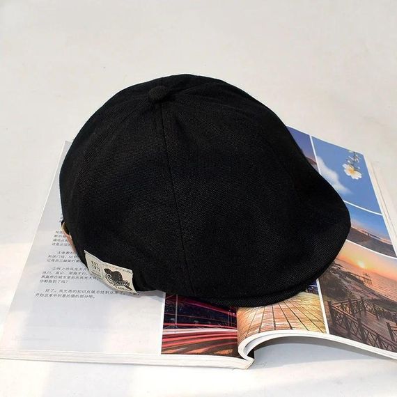 Вінтажний модний однотонний берет Ivy Cap Чорний | Зображення 7