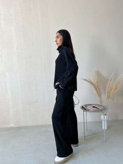 Женский спортивный прогулочный костюм двойка теплый на флисе NB22029 размер 46/48 цвет черный | Зображення 1